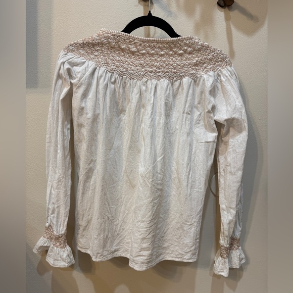 Faherty Womens Laura Embroidered Peasant Top Puffy Small Blouse White Organic - Picture 6 of 6